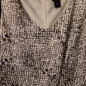 Ann Taylor v-neck brown/cream patterned dress